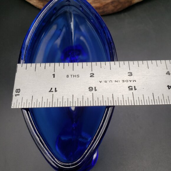 L.E. Smith Cobalt Blue Glass Double Candle Holder Mt Pleasant Pattern 1930s - Picture 6 of 7